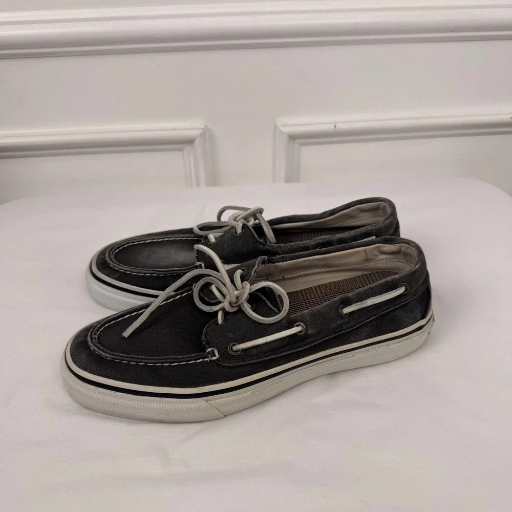Sperry Top-Sider Bahama Mens 8.5M Black Canvas Boat Shoe Sneakers L12-CH171